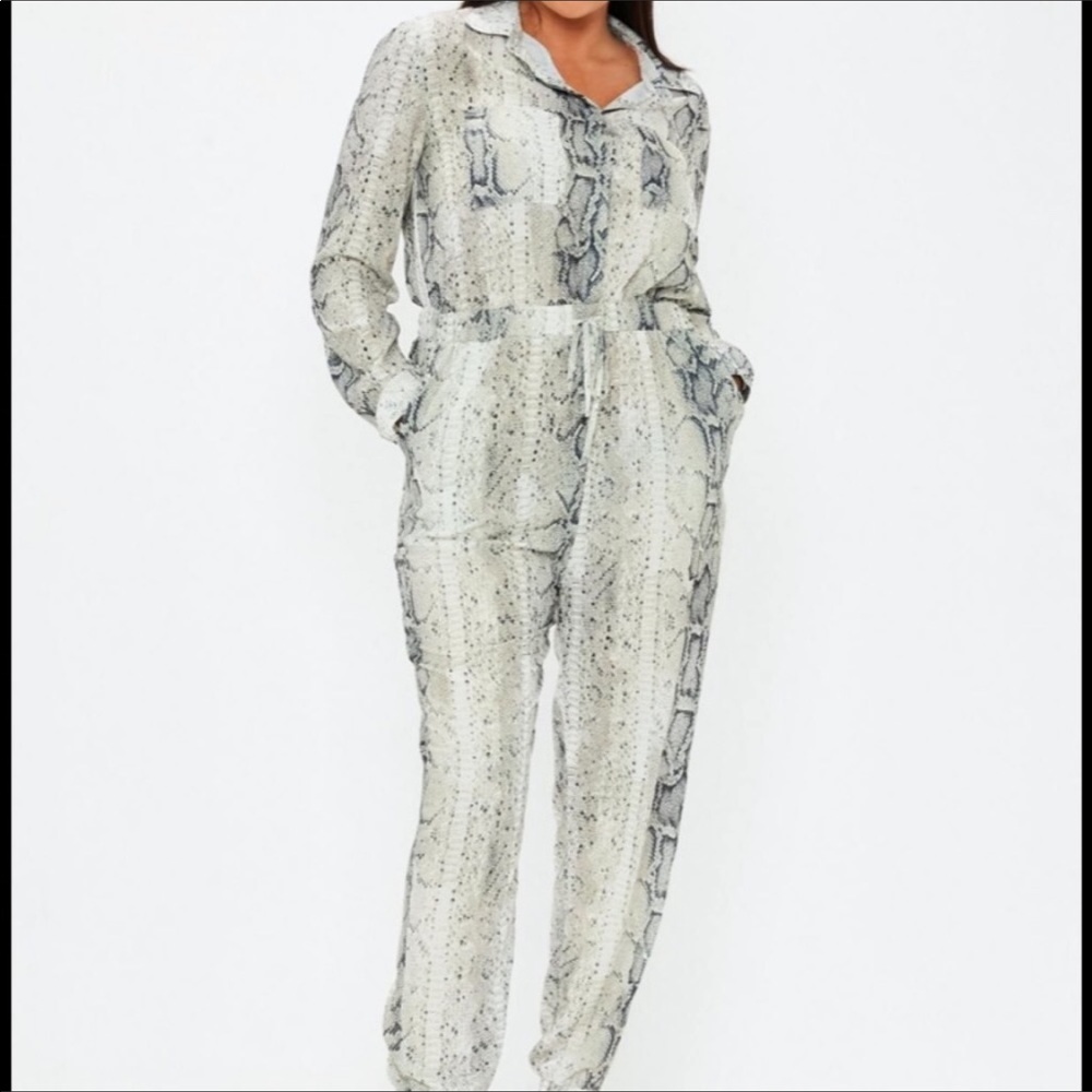 Missguided Plus Size Snake Print Utility Jumpsuit